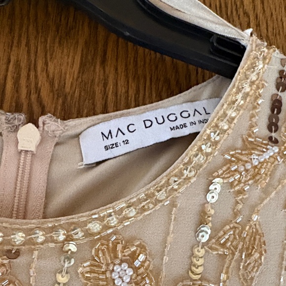 Mac Duggal Champagne Sequin Embellished Formal Dress - Picture 3 of 5